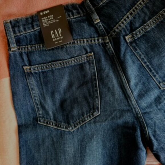 Gap High Rise SuperSoft Studded Wide-Leg Jeans Size 8, Dark Indigo - Picture 7 of 7